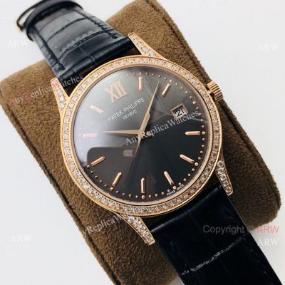 Swiss Grade 1 Patek Philippe Calatrava V2 Cal.9015 Watch Rose Gold Diamond 38mm